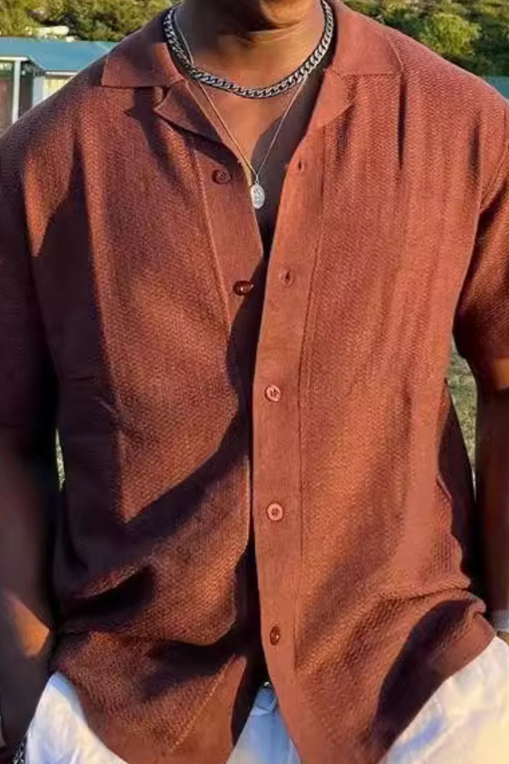 Orlando — Men's Plus Size Button Down Short Sleeve Shirt, alternate view 3