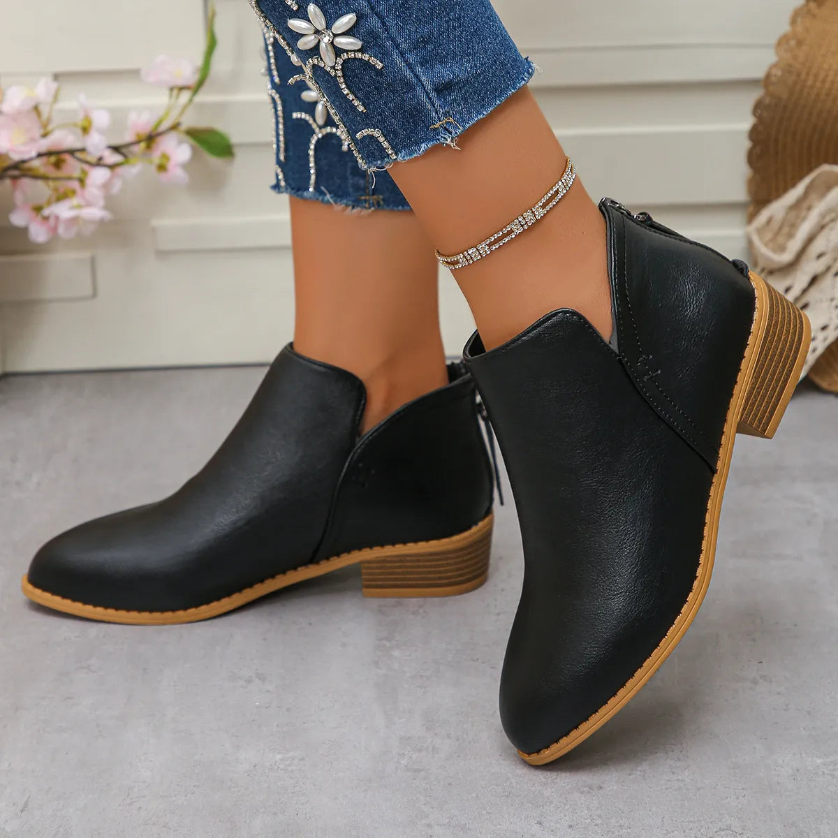 Sage Venturi — Classic Block Heel Ankle Boots, alternate view 4