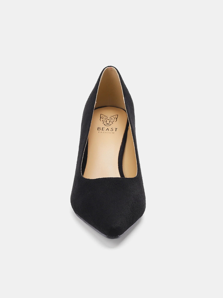 Beast Fashion Faux Suede Point Toe Pumps - Opulent Empire