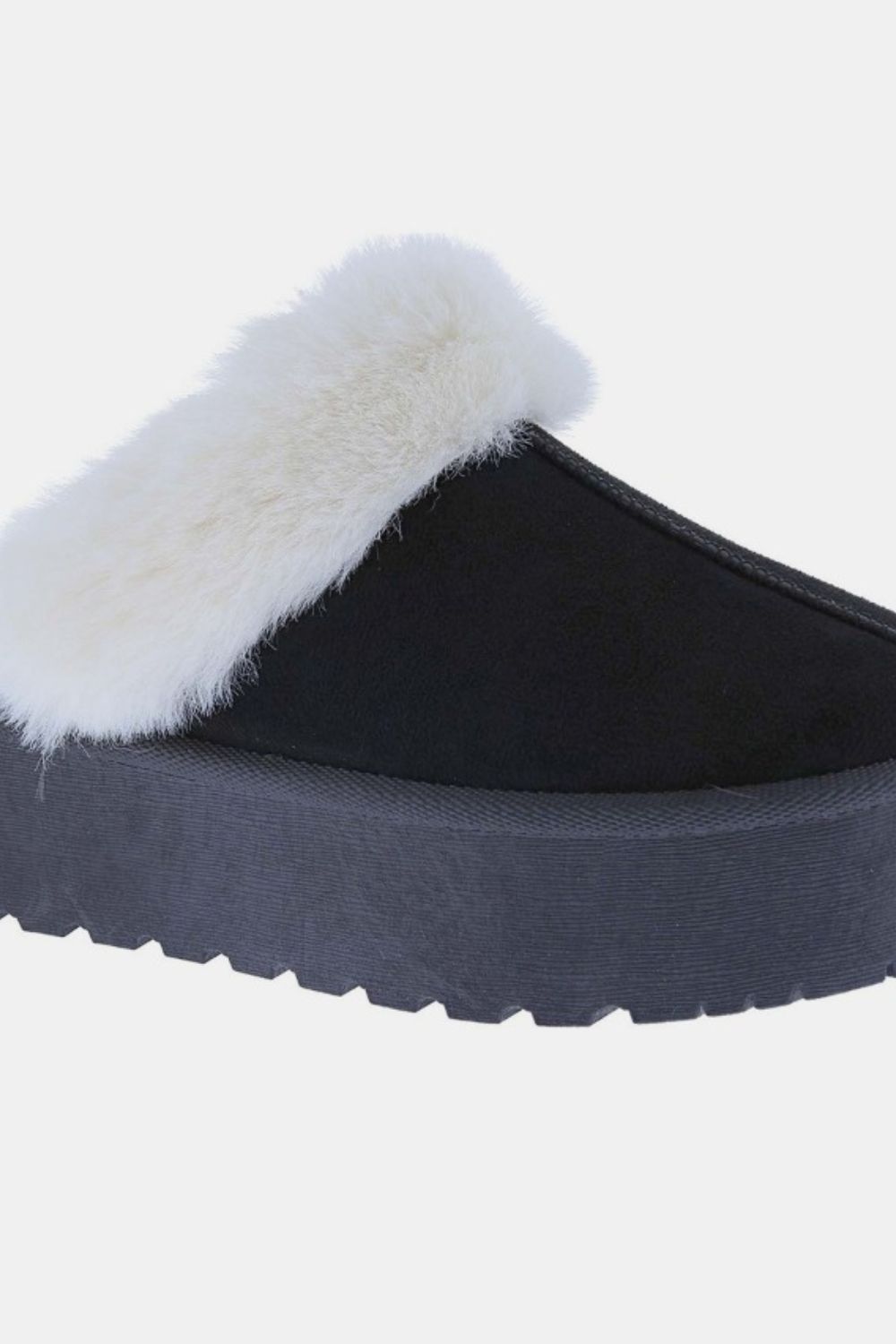 Sasha Montclair — Weeboo Thick Bottom Fur Trim Snow Slippers Black Fashion Footwear, alternate view 3