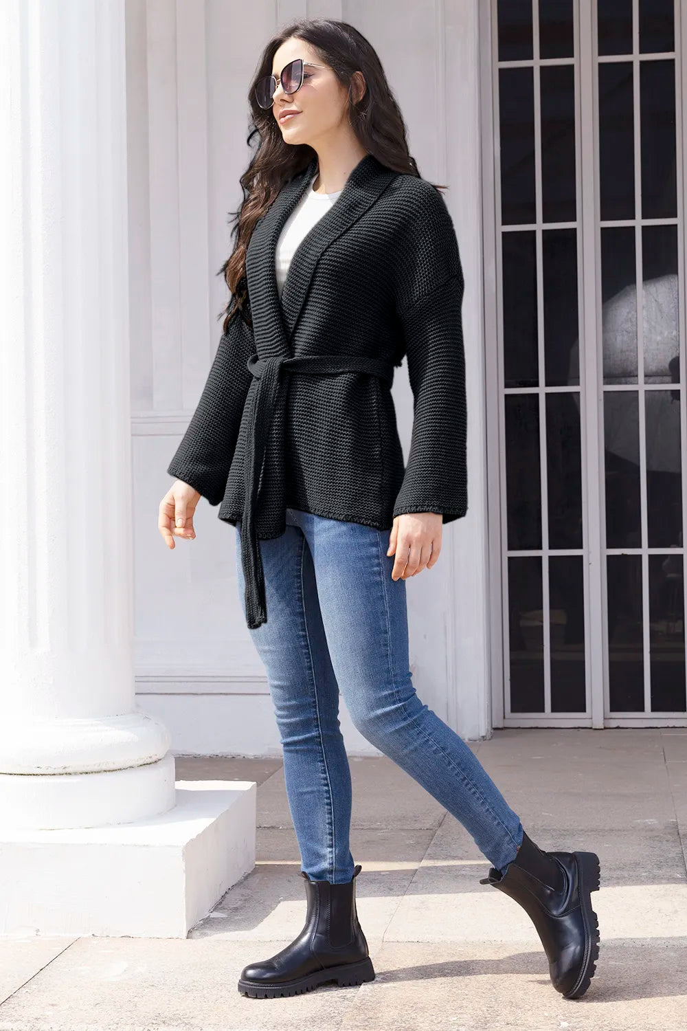 Sage Bellamy — Tied Open Front Long Sleeve Cardigan, alternate view 3