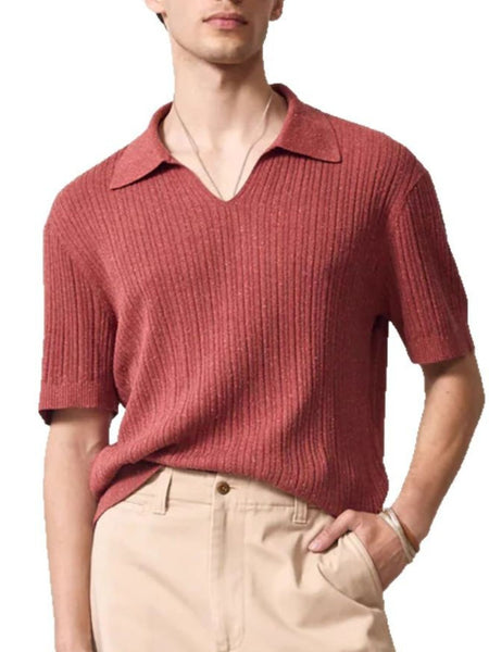 Men's Plus Size Johnny Collar Half Sleeve Knit Polo - Opulent Empire