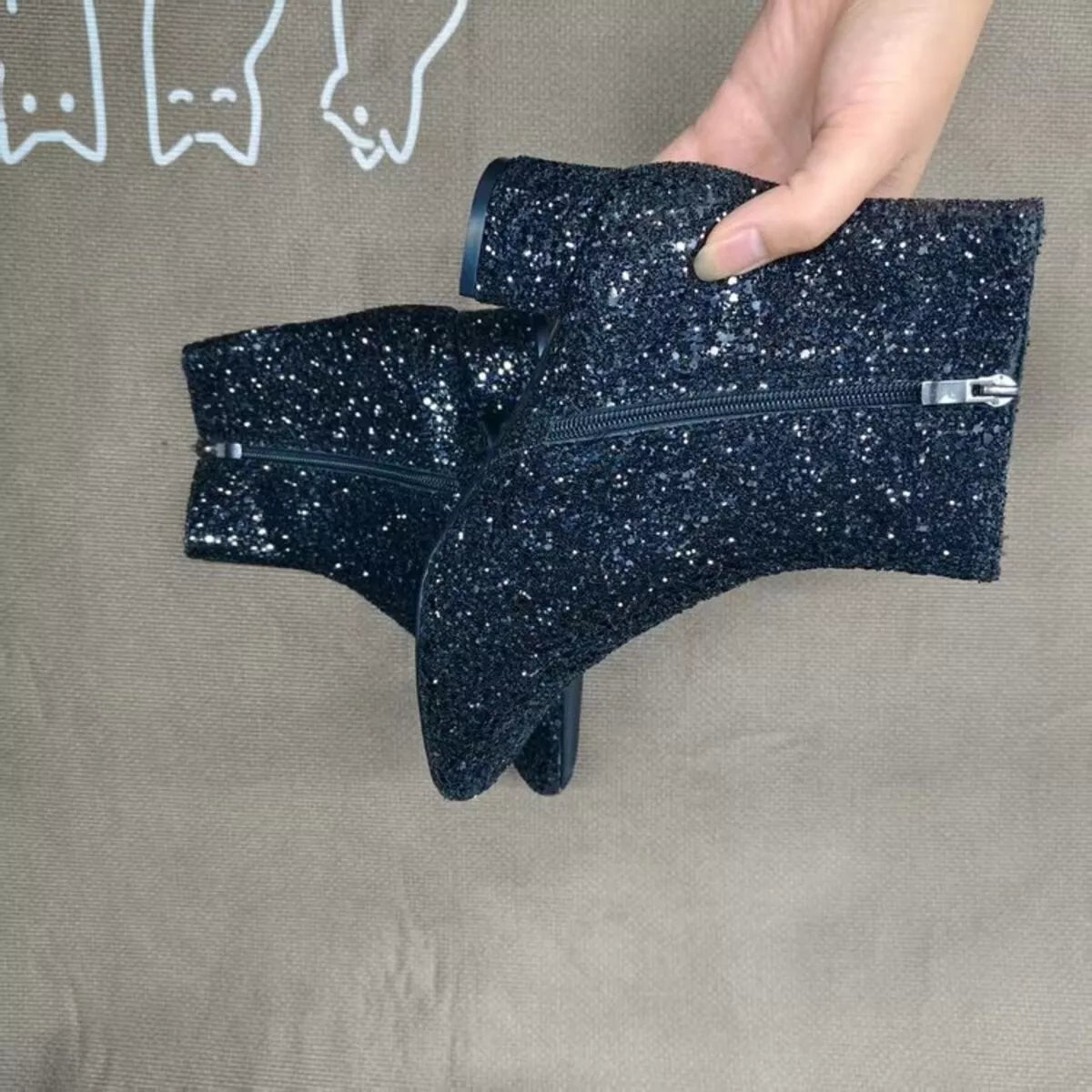 Bellamy Fiorenza — Sequin Block Heels Boots Fashion Footwear, alternate view 7