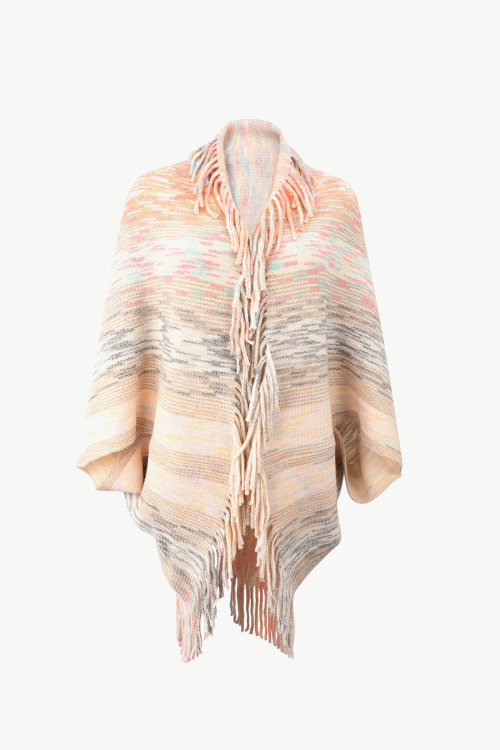 Ocean Sorrento — Multicolored Fringe Trim Poncho, alternate view 5