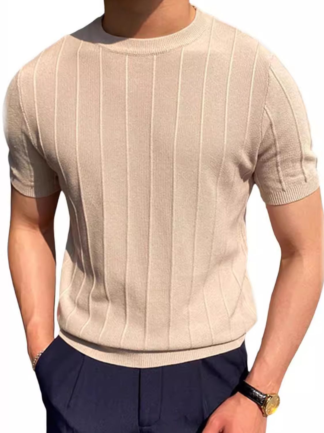 Benedict — Men's Full Size Round Neck Short Sleeve T-Shirt Plus Size, alternate view 5