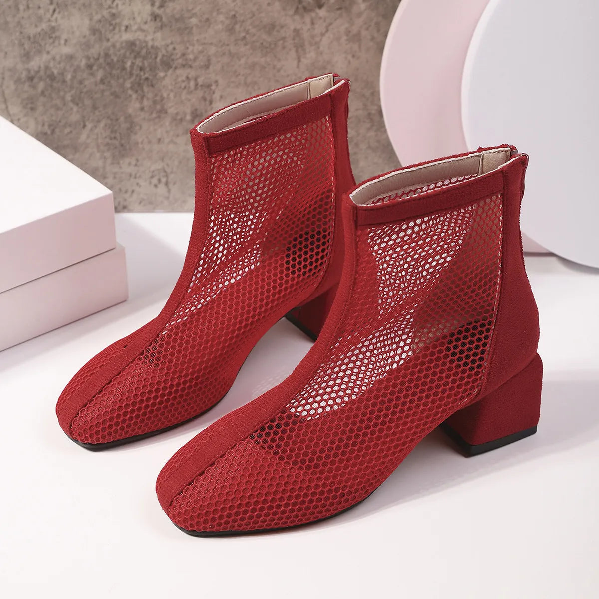 Fable Allegra — Mesh Block Heel Boots, alternate view 13