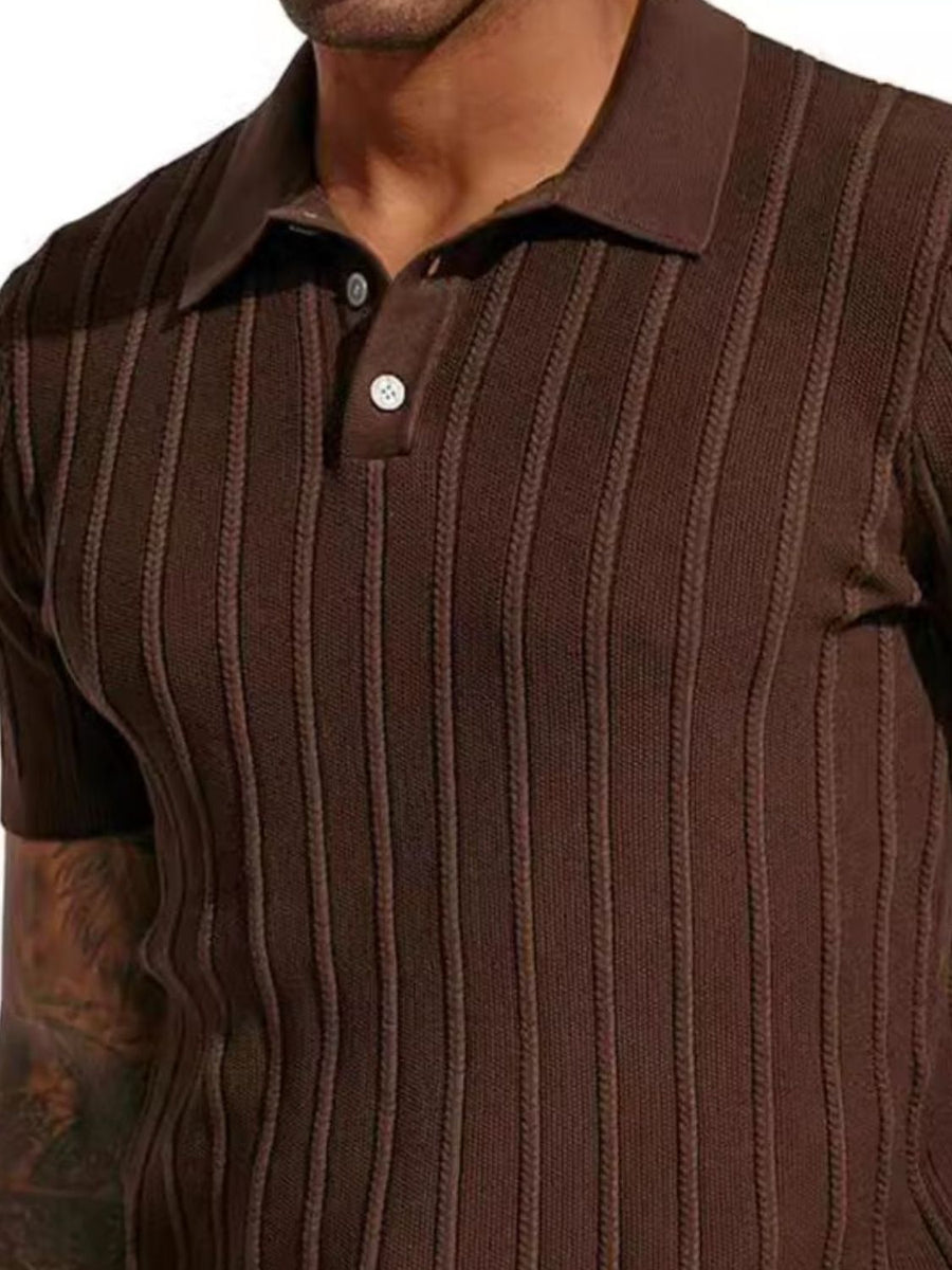 Laurent — Men's Full Size Button Detail Short Sleeve Polo Plus Size Men's Tailored Shorts, alternate view 2