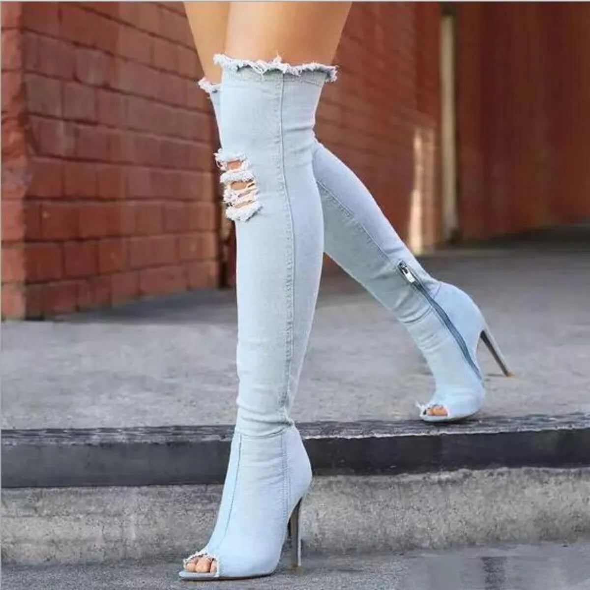 Lior Rosetti — Peep Toe Stiletto Boots Fashion Footwear, alternate view 3