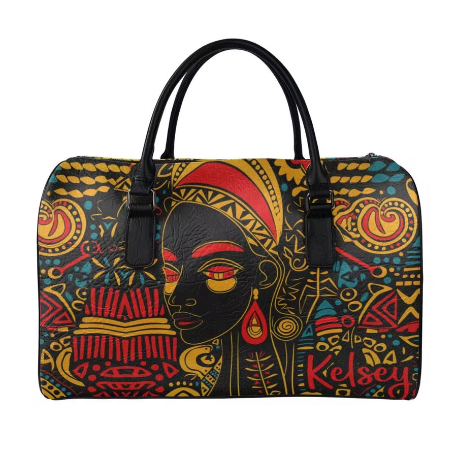 Zahara™ | Elegant African Warrior Faith Leather Duffel - Opulent Empire