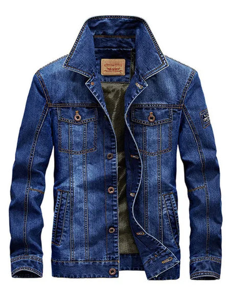 Men's Denim Jacket with Velvet Lining and Fur Collar, Slim Fit Outerwear