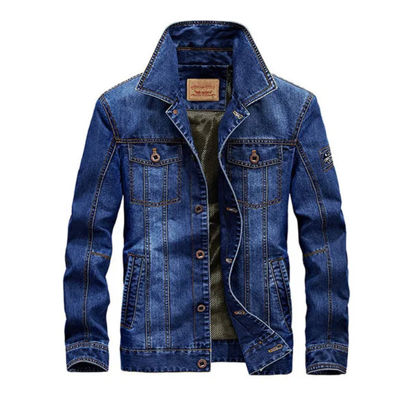 Men's Denim Jacket with Velvet Lining and Fur Collar, Slim Fit Outerwear