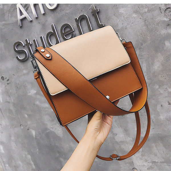 Wide Shoulder Bag Contrast Small Square Bag