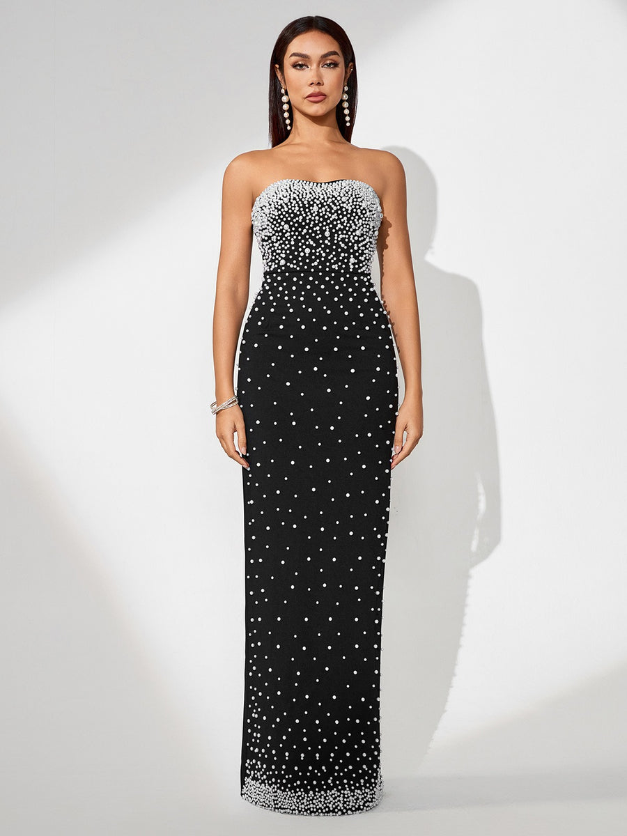 Black Pearl Maxi Bandage Dress - Opulent Empire