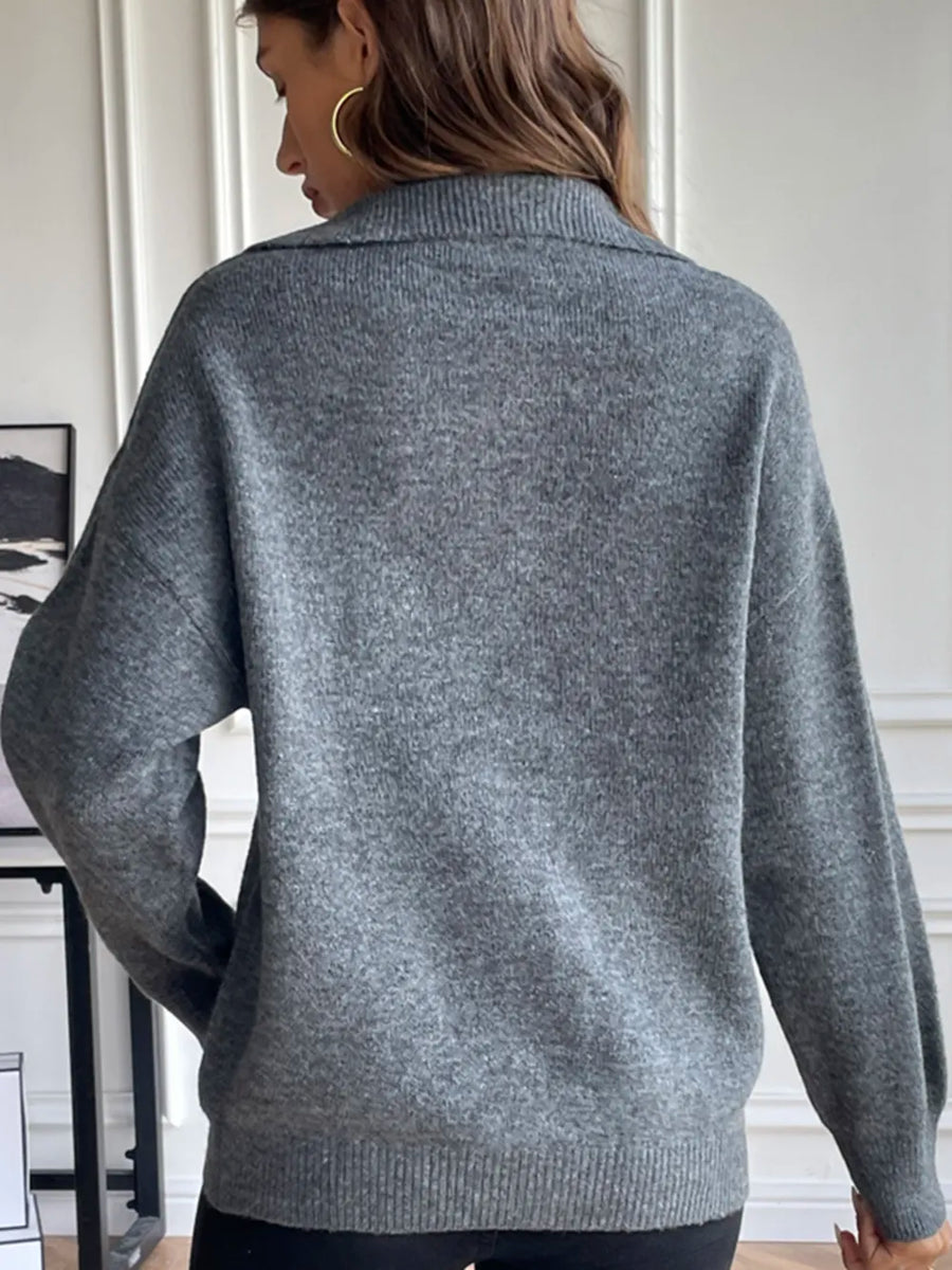 Lior Moreau — Half Zip Dropped Shoulder Sweater, alternate view 2