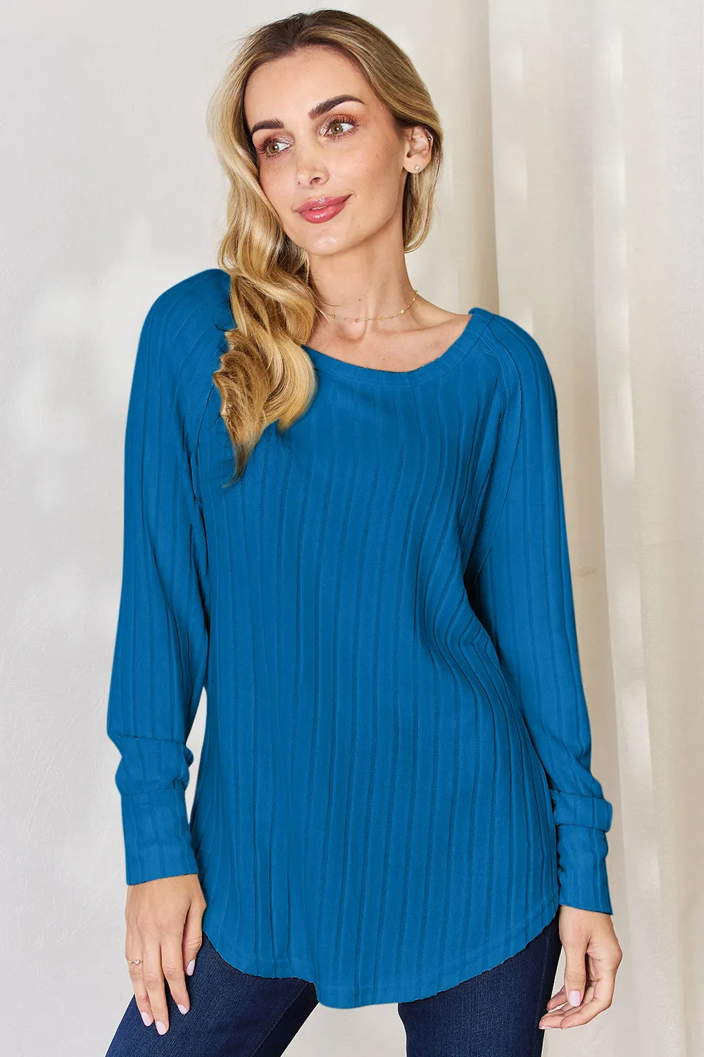 Cove Bellamy — Basic Bae Full Size Ribbed Round Neck Slit T-Shirt, alternate view 32