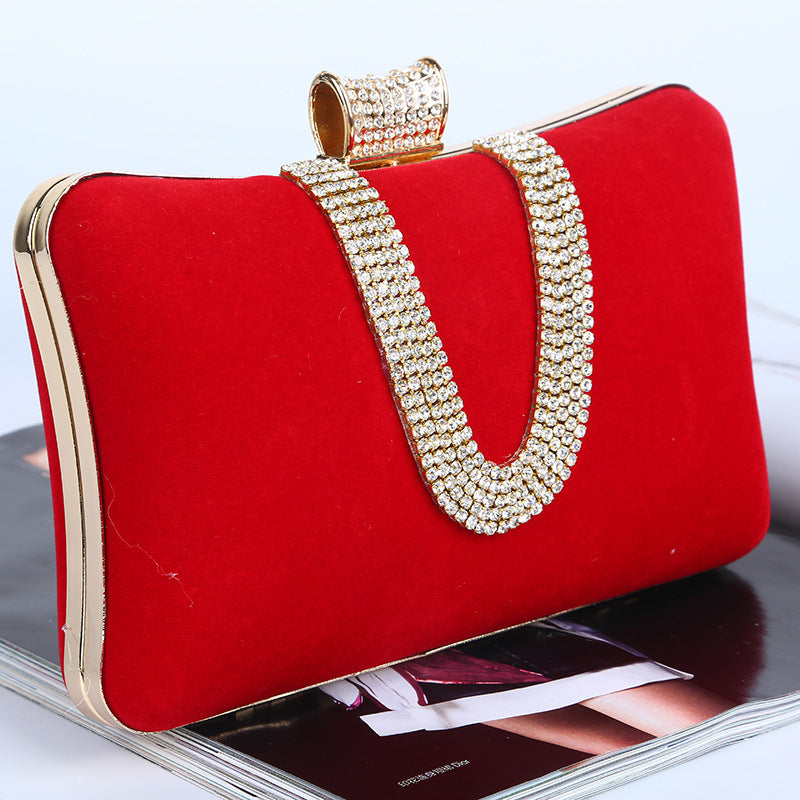 Emery Suede U-Shaped Diamond Clutch