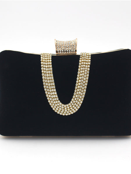 Emery Suede U-Shaped Diamond Clutch