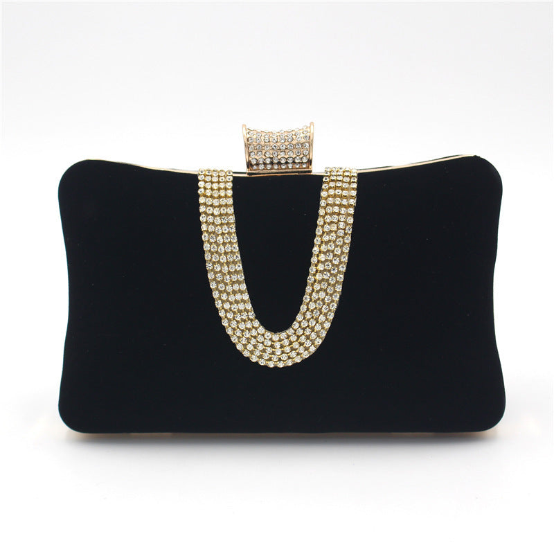 Emery Suede U-Shaped Diamond Clutch