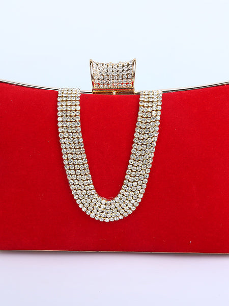 Emery Suede U-Shaped Diamond Clutch