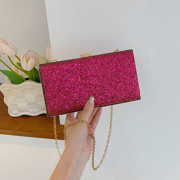 Dinner Party Autumn And Winter Personalized Chain One Shoulder Crossbody Portable Women Sequins Box Bag