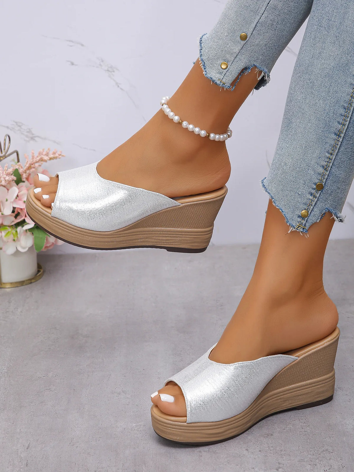 Quinn Allegra — Peep Toe Wedge Sandals Fashion Footwear, alternate view 6