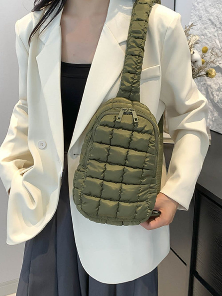 Quilted Nylon Crossbody  Bag