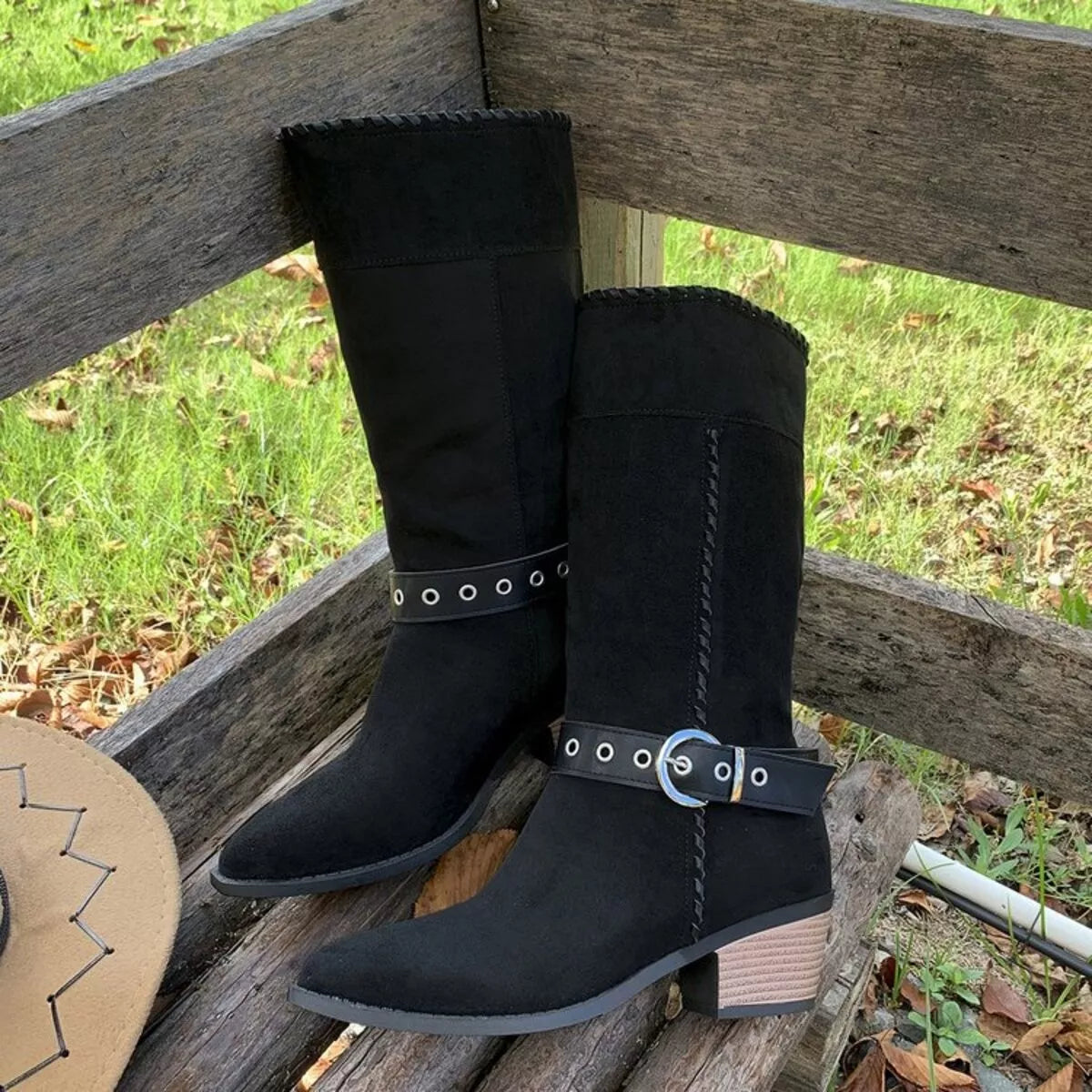 Nova Marino — Point Toe Block Heels Boots Fashion Footwear, alternate view 7