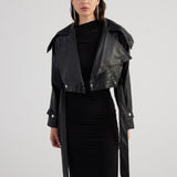 Neeko Black Faux Leather Cropped Jacket-1