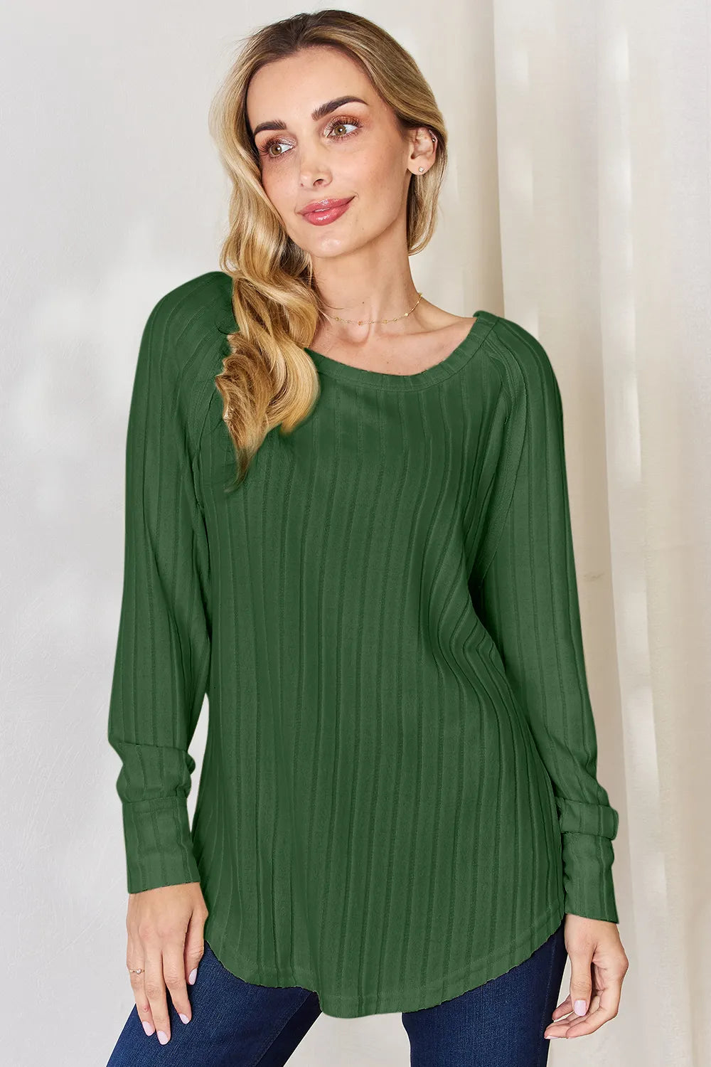 Cove Bellamy — Basic Bae Full Size Ribbed Round Neck Slit T-Shirt, alternate view 9