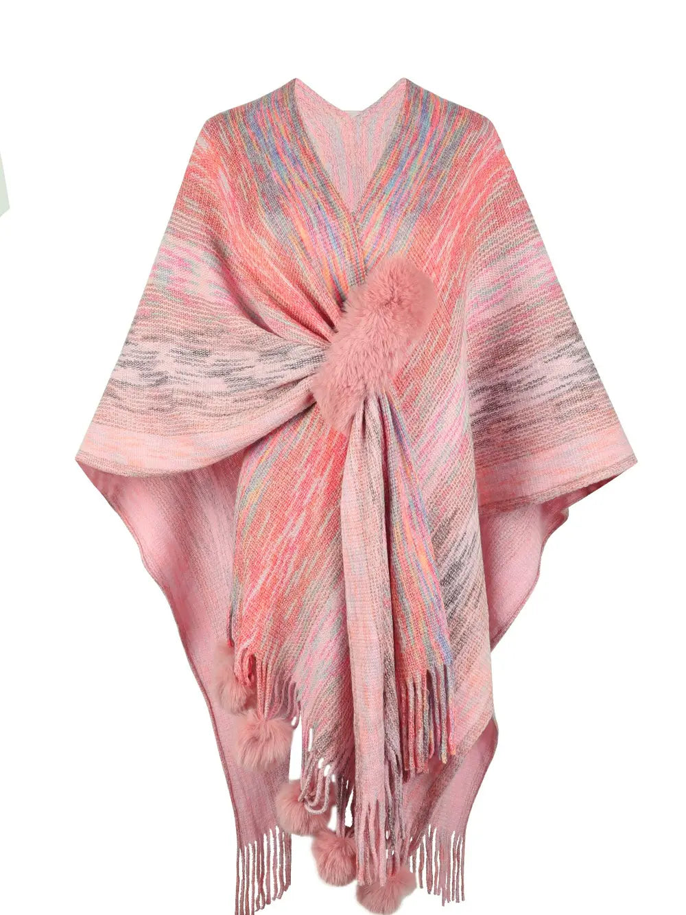 Winter Versailles — Heathered Fringe Hem Poncho, alternate view 5