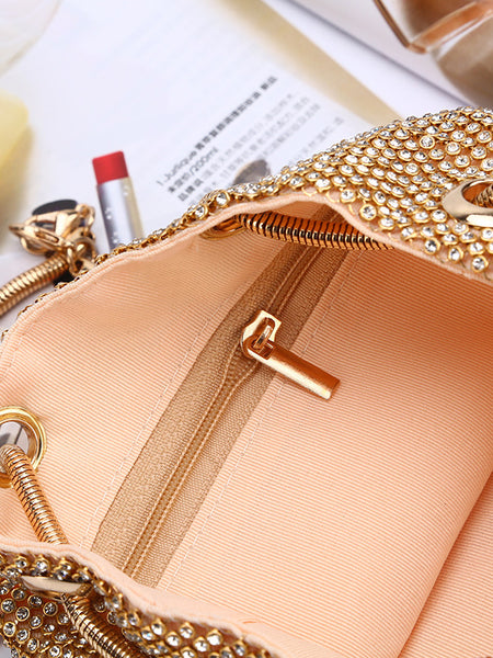 Women Crystal Diamond Clutch Bags String Satin Crossbody Bag Glitter Evening Bags Gold Clutch Party Purse Woman Handbag