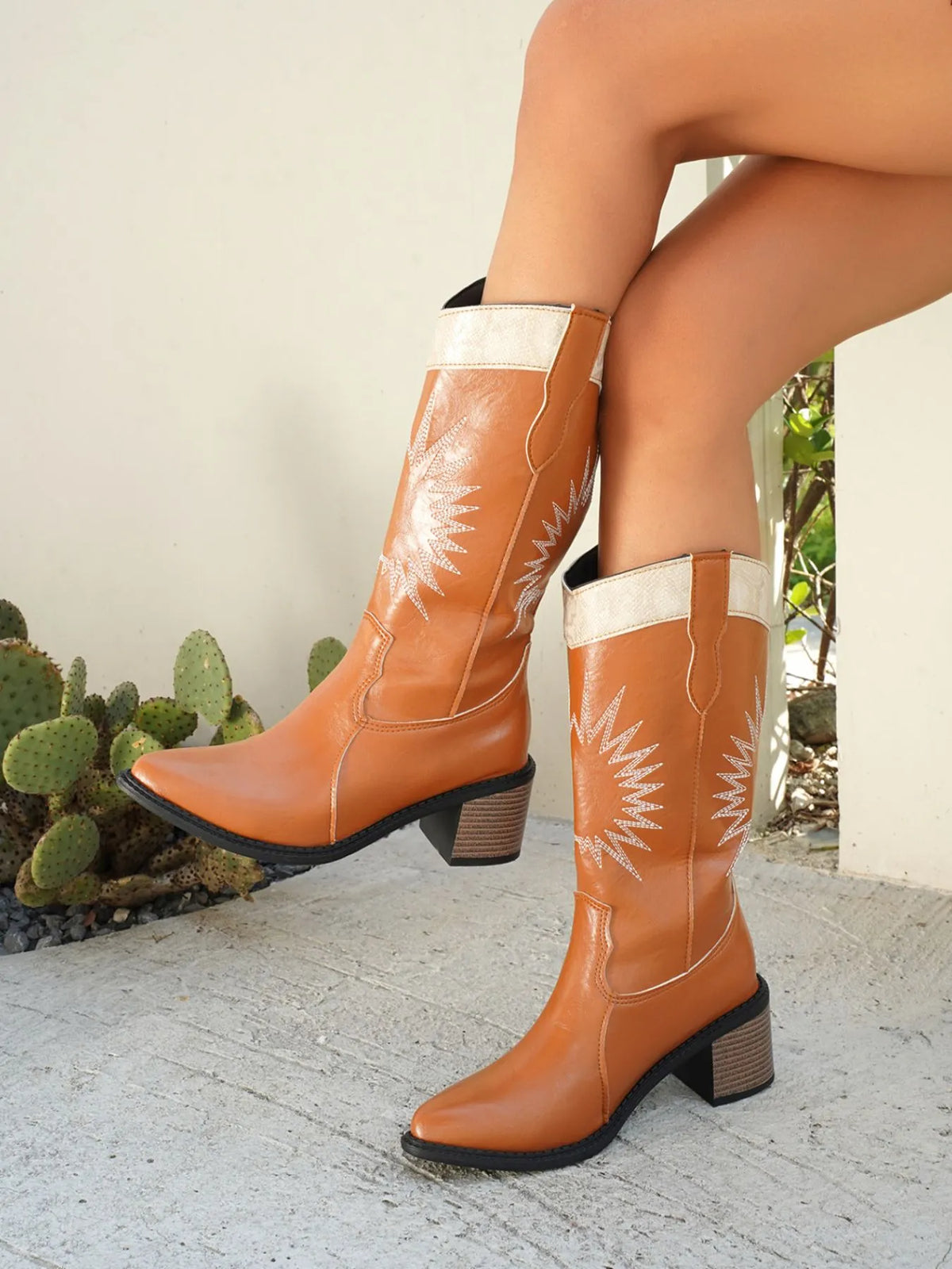 Noa Allegra — Point Toe Block Heels Boots Fashion Footwear, alternate view 8