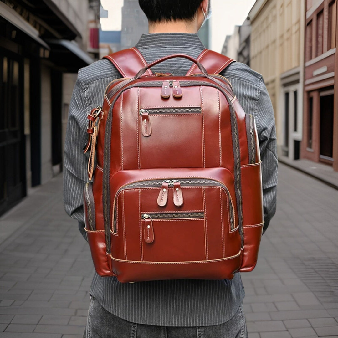 Oskar™ — Premium Retro Leather Backpack Men's Statement Handbag, alternate view 3