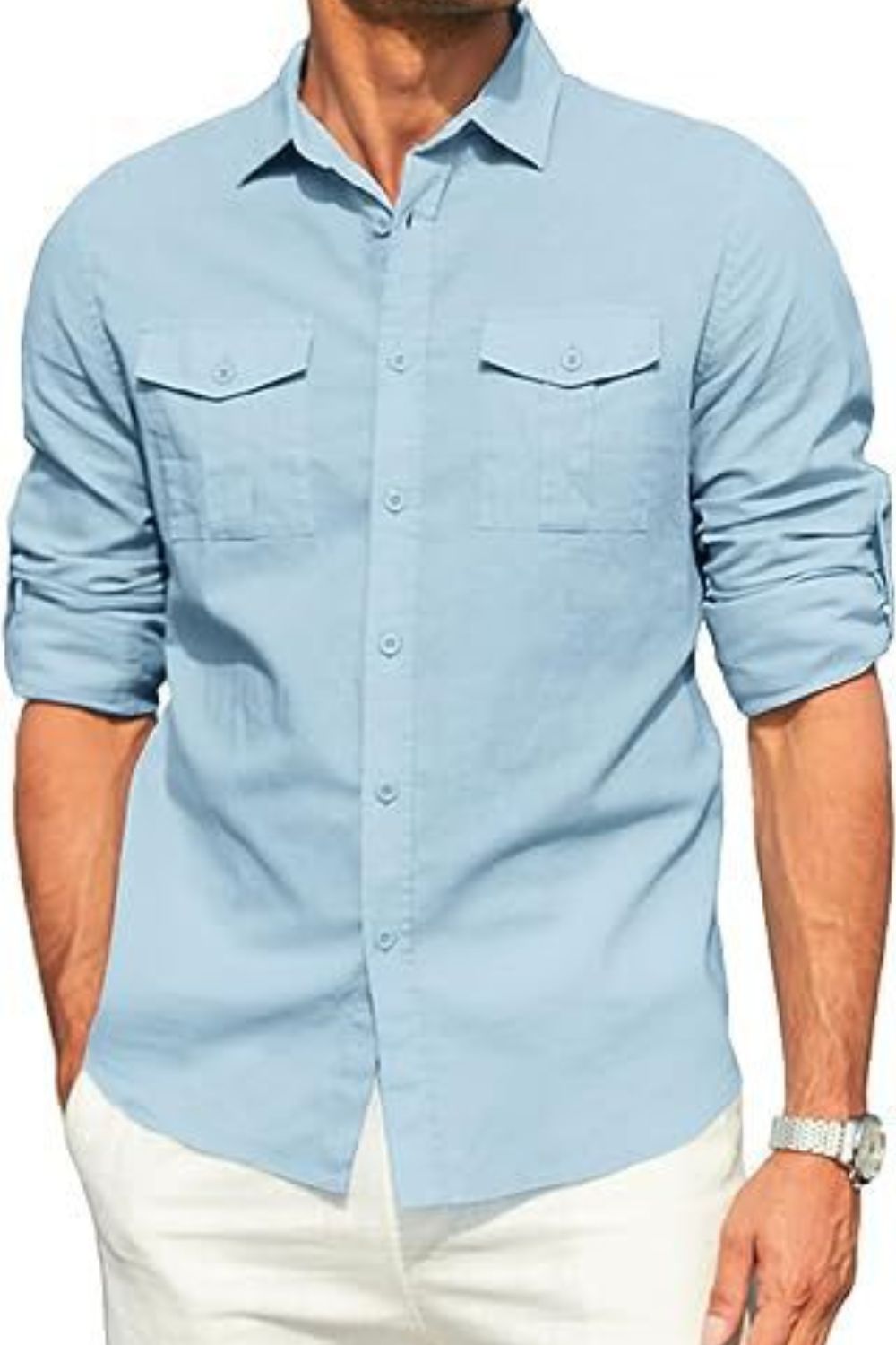 Beaumont — Men's Plus Size Button Down Collared Neck Long Sleeve Shirt, alternate view 11