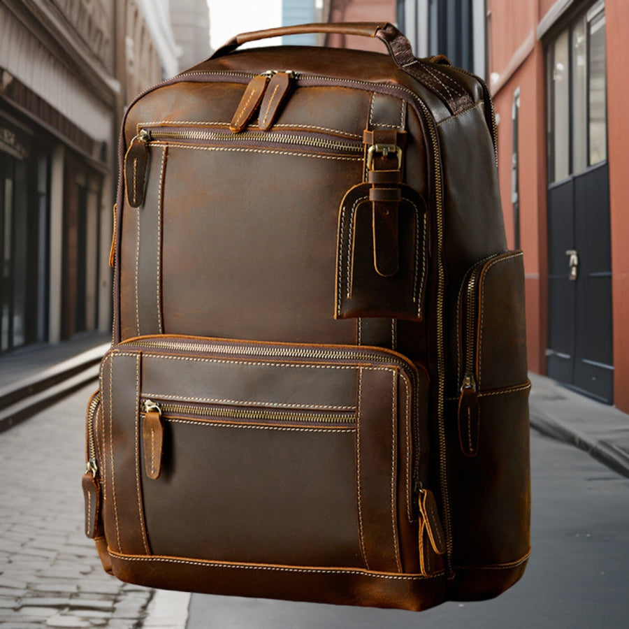 Lawrence™ — Premium Handmade Leather Backpack Brown Men's Statement Handbag