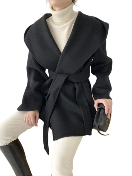 Felicia™ | Cardigan Hooded Mid-Length Woolen Coat