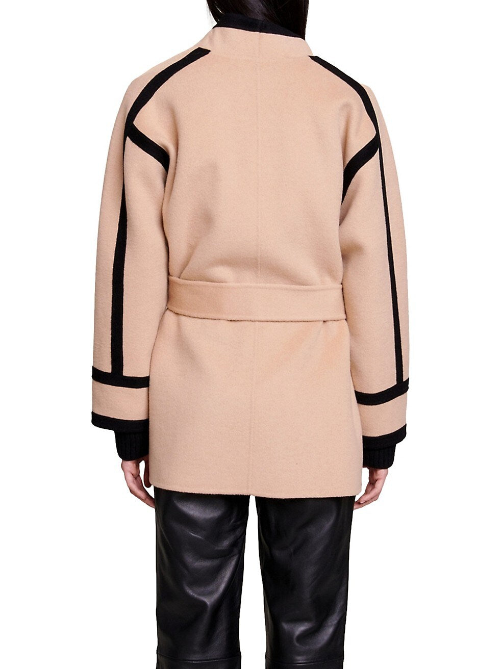 Lucinda™ | Contrast-Trim Wool Belted Coat