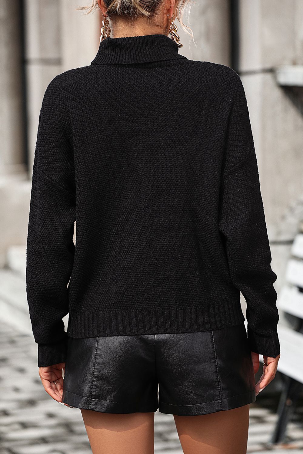 Perrin Valmont — Turtle Neck Tassel Front Long Sleeve Pullover Sweater, alternate view 7