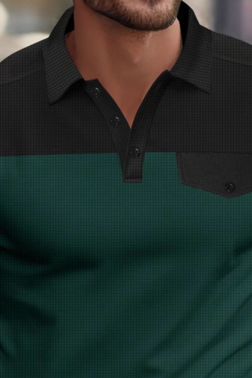 Damian — Men's Full Size Waffle-Knit Collared Contrast Polo Plus Size, alternate view 5