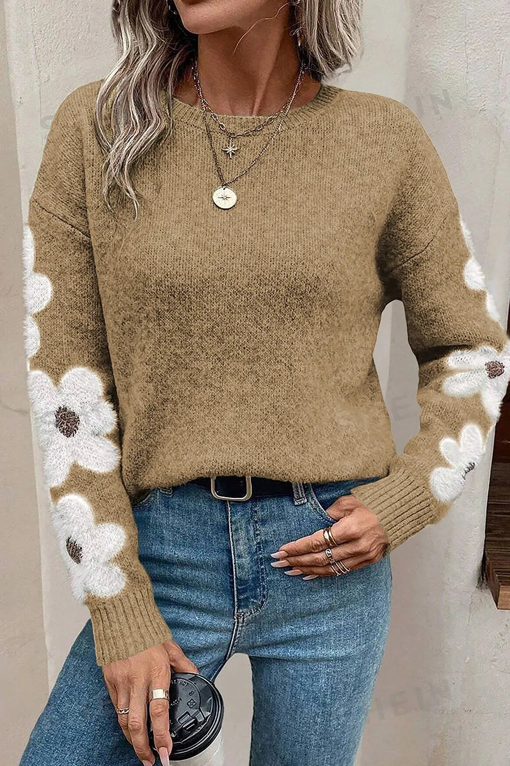 Harbor Rivière — Flower Round Neck Long Sleeve Sweater, alternate view 18