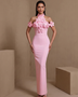 Lysandra Courcelle — Halter Crystal Floral Backless Bandage Dress