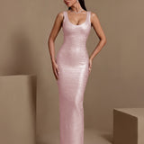 Auréline Duval — Luxury Gold-Foil Bandage Maxi Dress, alternate view 3