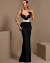 Elegantes, kristallverziertes Bandage-Maxikleid