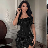Camélia Voss — Strapless Floral Beaded Bandage Mini Dress, alternate view 2