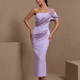 Violette D’Arcy — Asymmetric Satin Draped Ruched Bandage Dress, alternate view 3