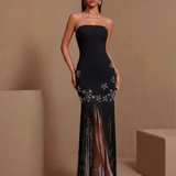 Eirlys Valenne — Snowflake Fringe Strapless Bandage Dress