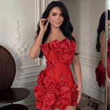 Camélia Voss — Strapless Floral Beaded Bandage Mini Dress