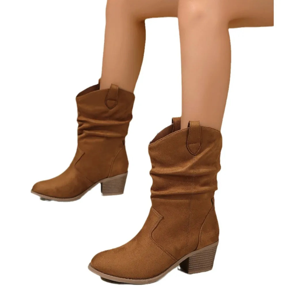 Ocean Marino — Point Toe Block Heels Boots Fashion Footwear, alternate view 3