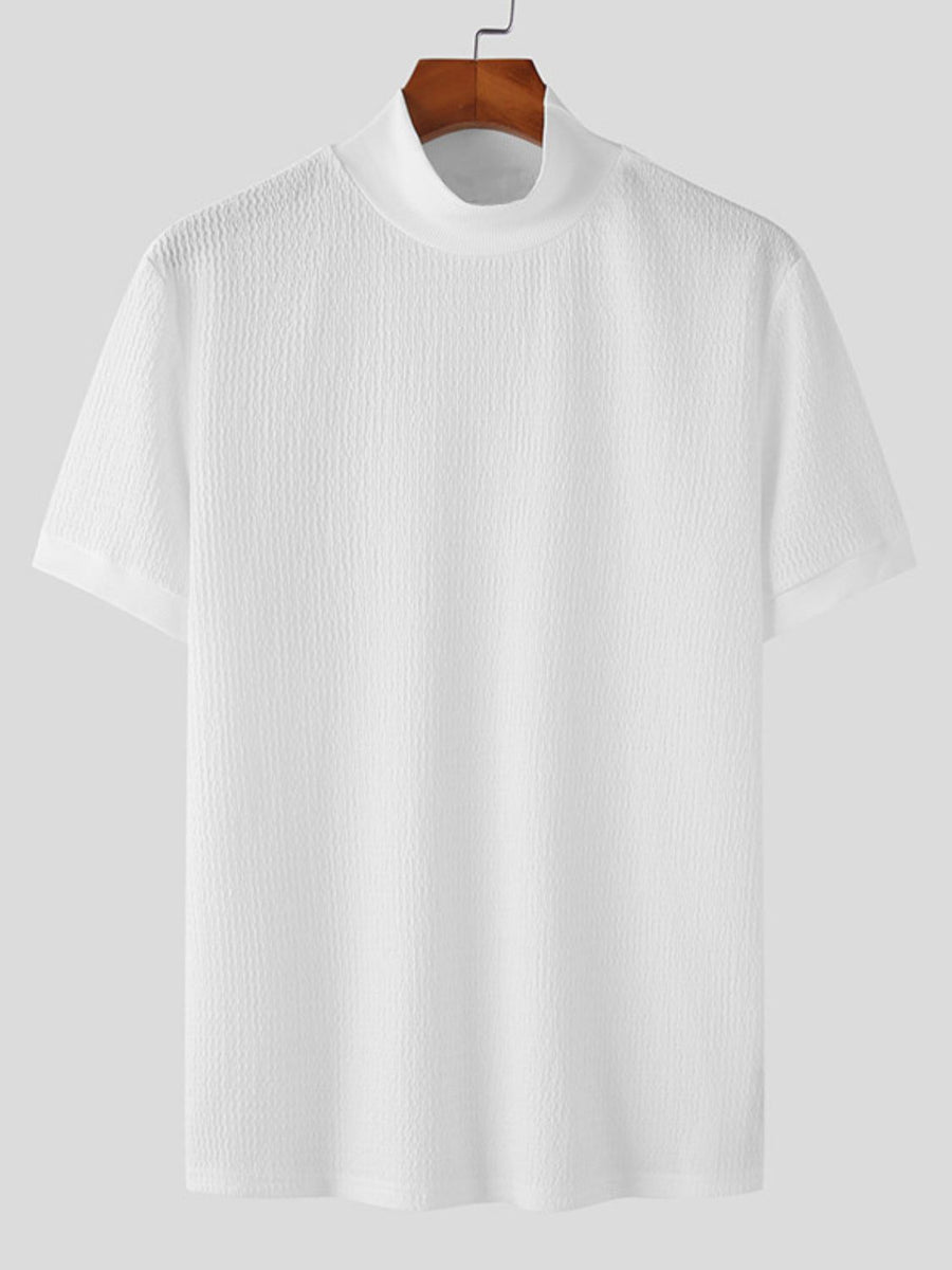 Men's Full Size Mock Neck Short Sleeve T-Shirt Plus Size - Opulent Empire