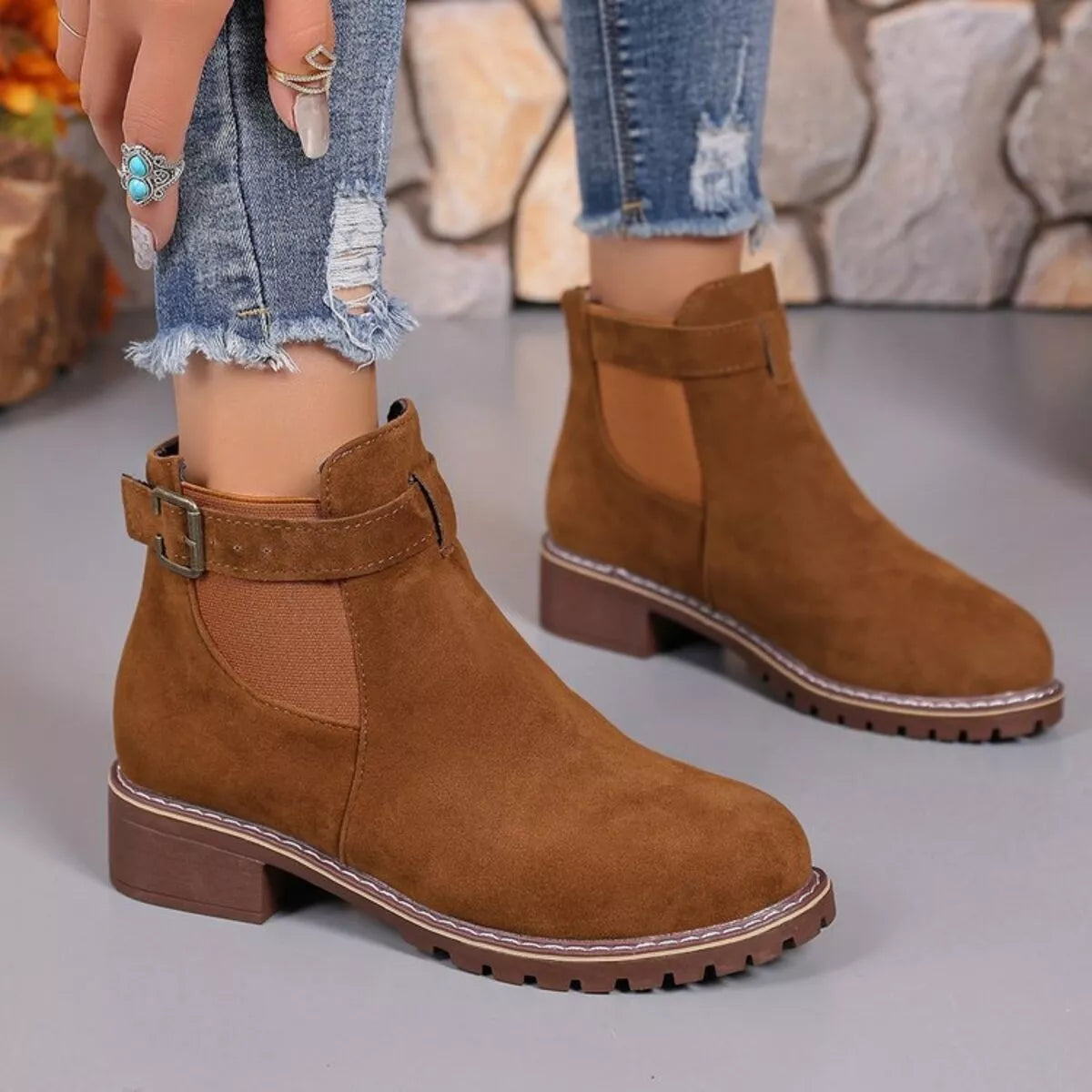 Perrin Fiorenza — Round Toe Block Heels Boots Fashion Footwear, alternate view 5